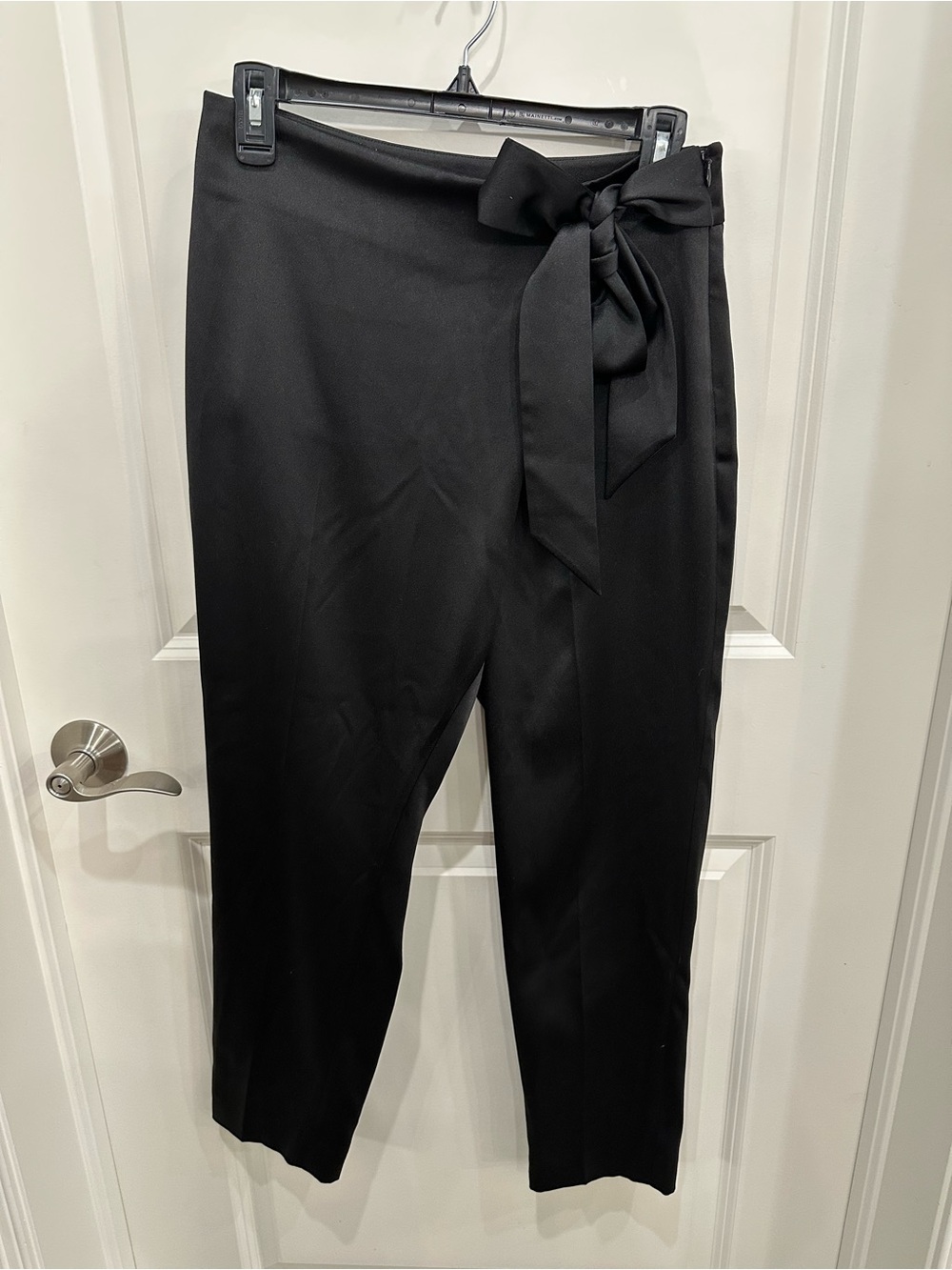 White House Black Market Black Tie-Waist Straight-Leg Pants
